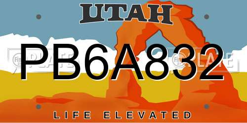 PB6A832 Utah License Plate