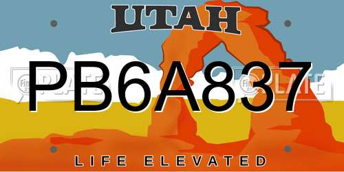 PB6A837 Utah License Plate