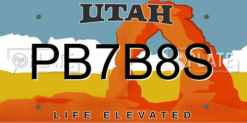 PB7B8S Utah License Plate
