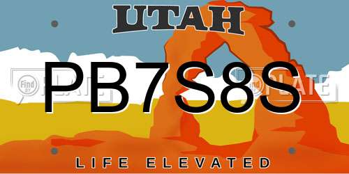 PB7S8S Utah License Plate