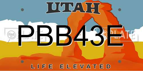 PBB43E Utah License Plate