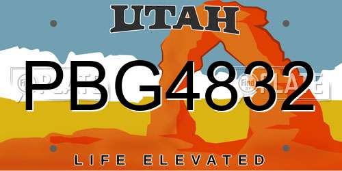 PBG4832 Utah License Plate