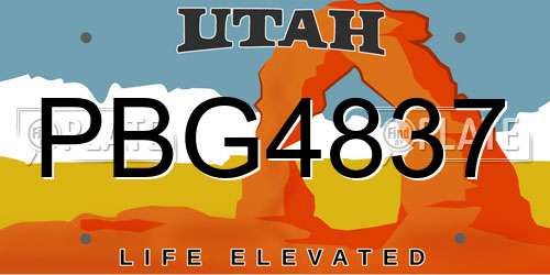 PBG4837 Utah License Plate