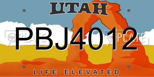 PBJ4012 Utah License Plate
