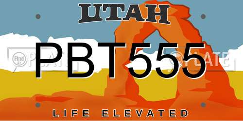 PBT555 Utah License Plate