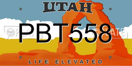 PBT558 Utah License Plate