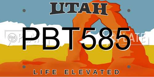 PBT585 Utah License Plate