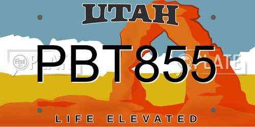 PBT855 Utah License Plate