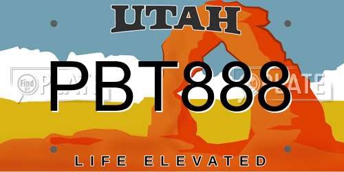 PBT888 Utah License Plate