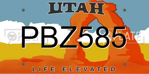 PBZ585 Utah License Plate