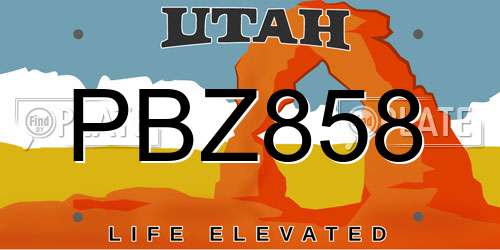 PBZ858 Utah License Plate