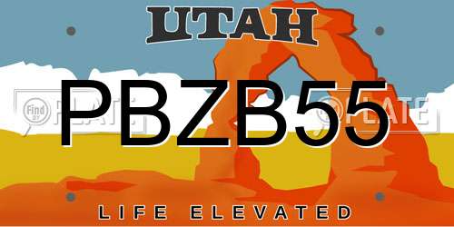 PBZB55 Utah License Plate