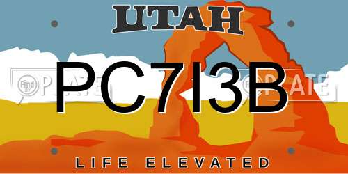 PC7I3B Utah License Plate