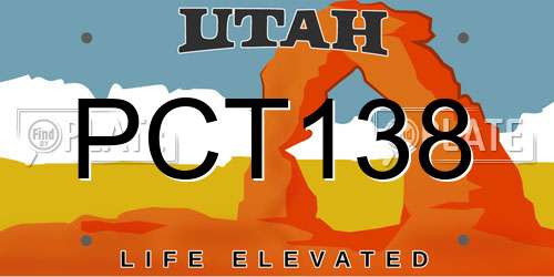 PCT138 Utah License Plate
