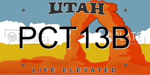 PCT13B Utah License Plate