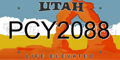 PCY2088 Utah License Plate