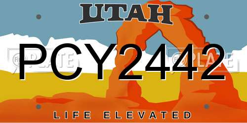 PCY2442 Utah License Plate