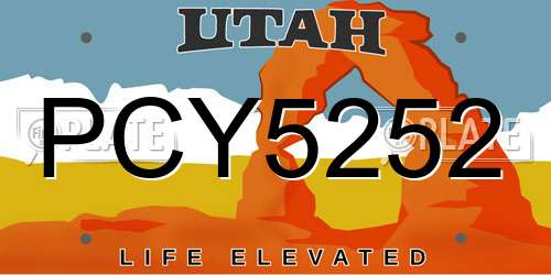 PCY5252 Utah License Plate