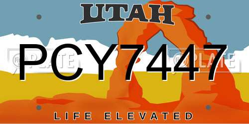 PCY7447 Utah License Plate
