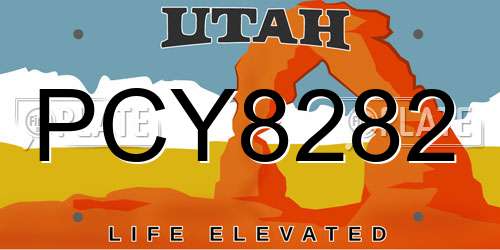 PCY8282 Utah License Plate