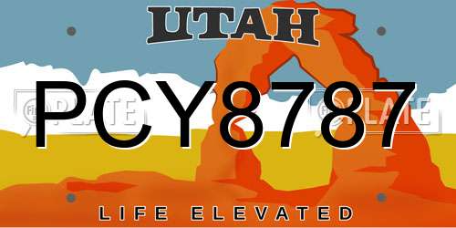 PCY8787 Utah License Plate