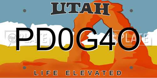 PD0G4O Utah License Plate