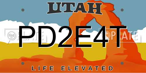 PD2E4T Utah License Plate