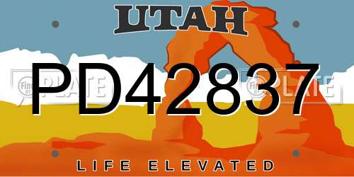 PD42837 Utah License Plate