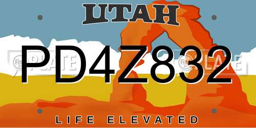 PD4Z832 Utah License Plate