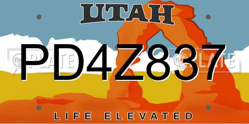 PD4Z837 Utah License Plate