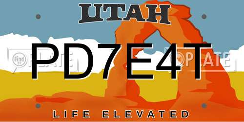 PD7E4T Utah License Plate