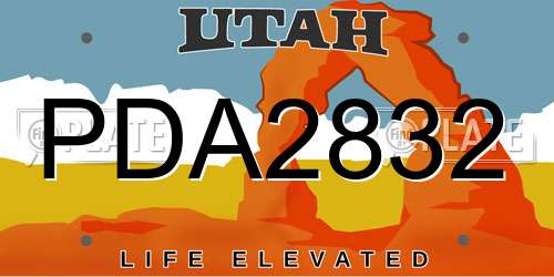 PDA2832 Utah License Plate