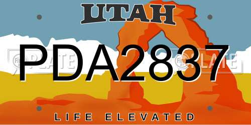 PDA2837 Utah License Plate