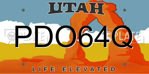 PDO64Q Utah License Plate