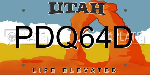 PDQ64D Utah License Plate