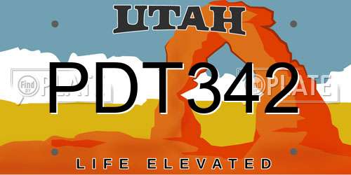PDT342 Utah License Plate