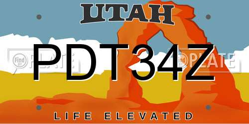 PDT34Z Utah License Plate