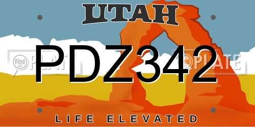 PDZ342 Utah License Plate