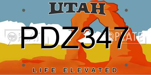 PDZ347 Utah License Plate