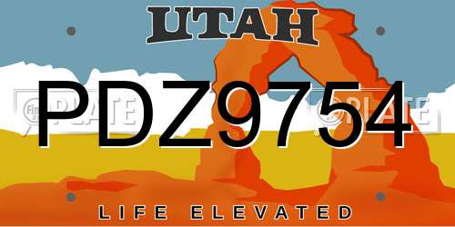 PDZ9754 Utah License Plate