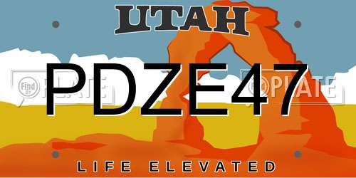 PDZE47 Utah License Plate