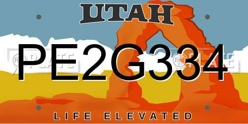 PE2G334 Utah License Plate