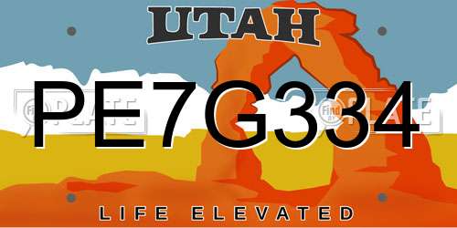 PE7G334 Utah License Plate