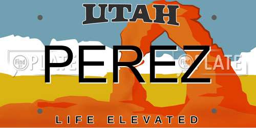 PEREZ Utah License Plate