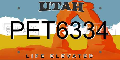 PET6334 Utah License Plate
