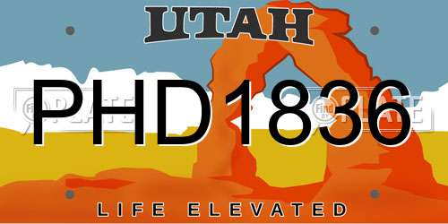 PHD1836 Utah License Plate