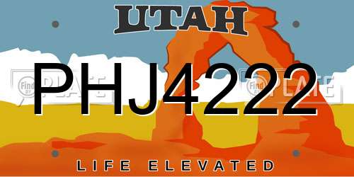 PHJ4222 Utah License Plate