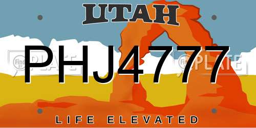 PHJ4777 Utah License Plate