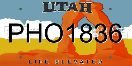PHO1836 Utah License Plate