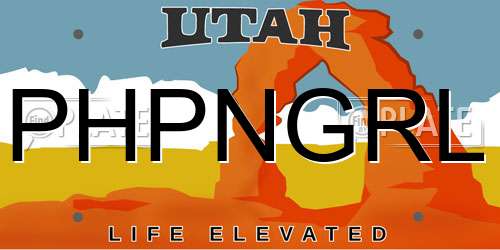 PHPNGRL Utah License Plate